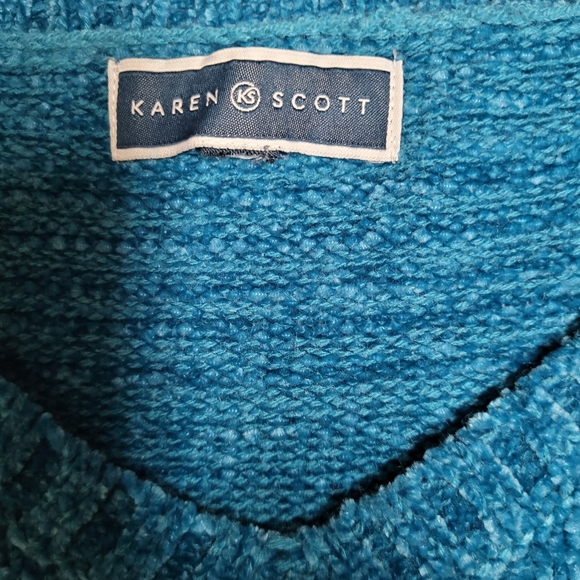 🎄Karen Scott Soft Chenille Pretty Blue Sweater XL - Picture 5 of 9
